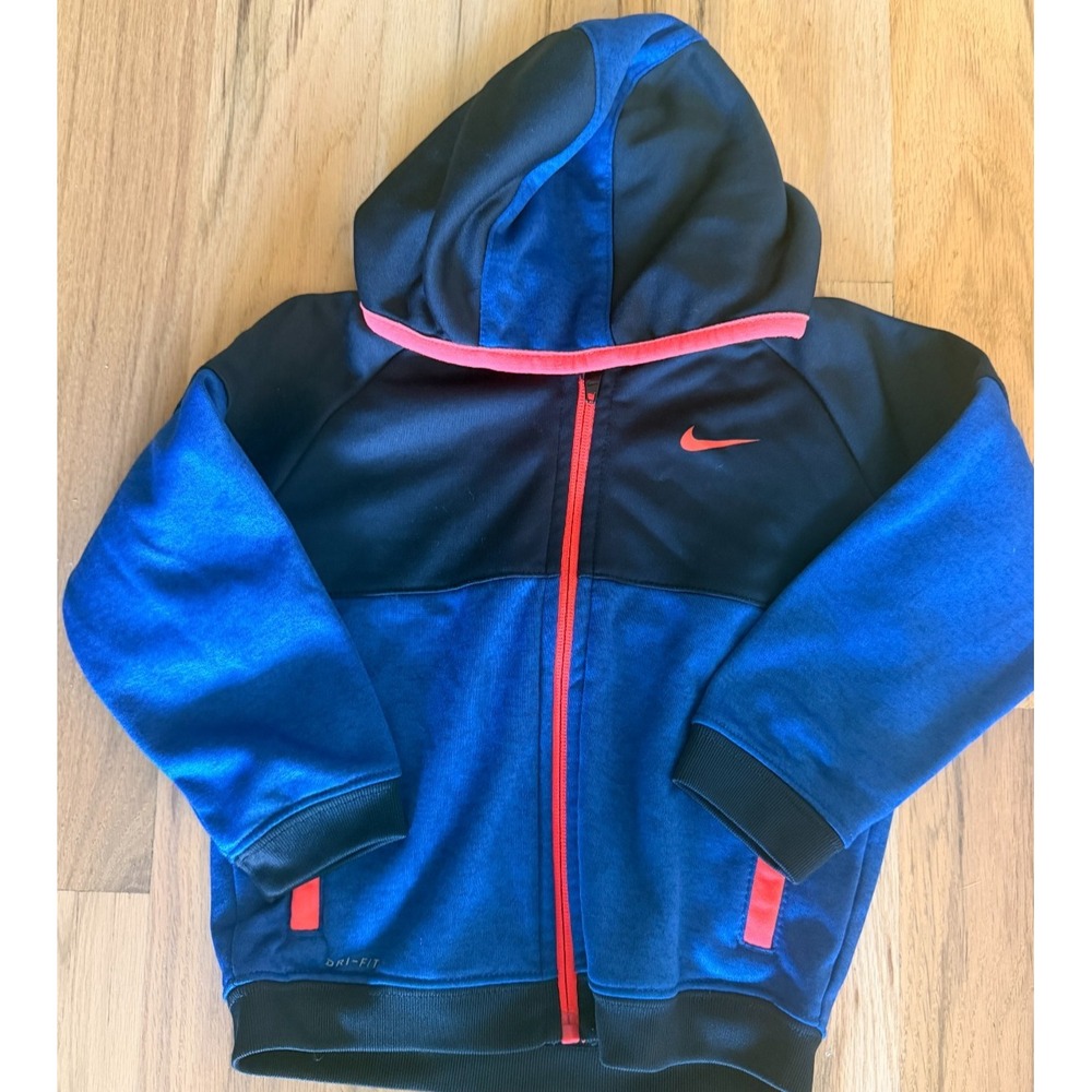 Nike Dri-FIT Toddler Boys Full Zip Hoodie Jacket Colorblock Royal Blue Black 24M